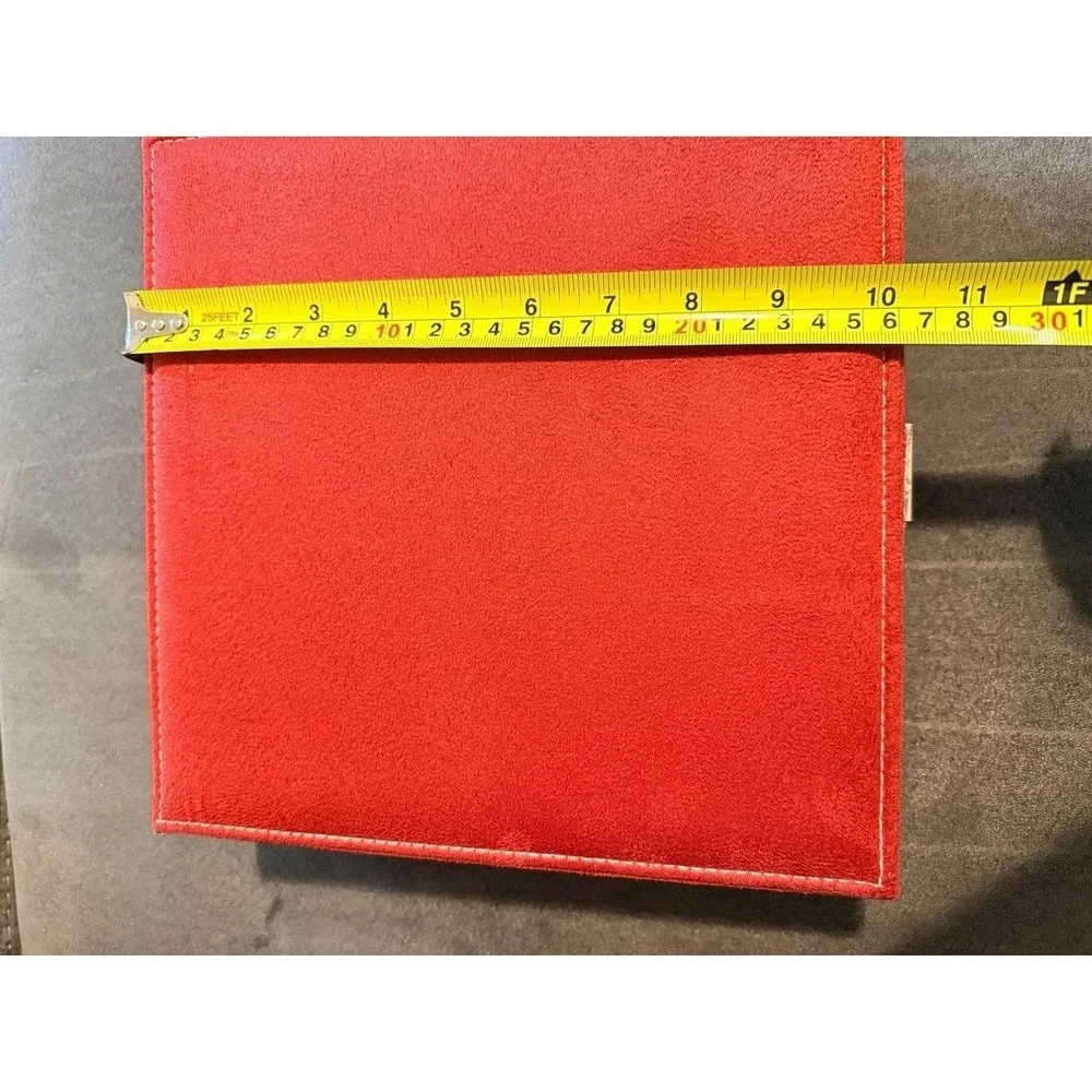 Vintage Red Velvet Jewelry Box with Key! in Fantastic Condition 10x10in Case